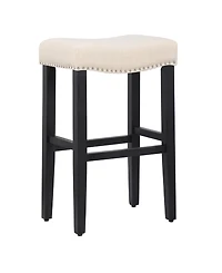 29" Upholstered Saddle Seat Faux Leather Bar Stool