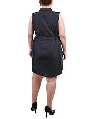 Ny Collection Plus Sleeveless Belted Chambray Dress