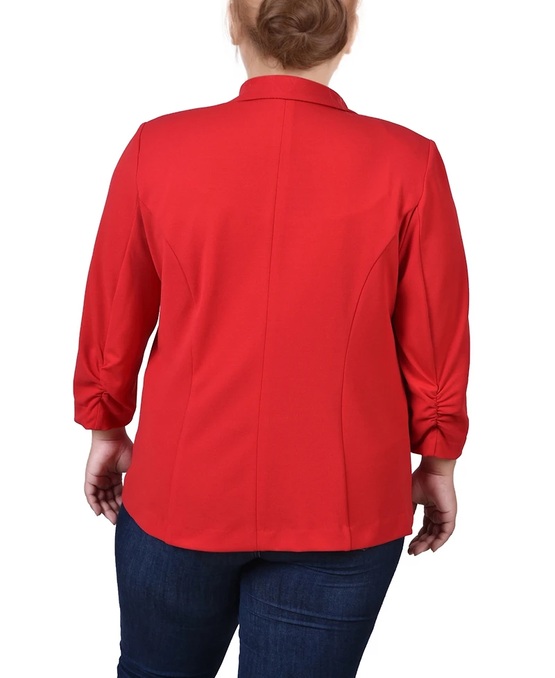 Ny Collection Plus 3/4 Sleeve Scuba Crepe Blazer