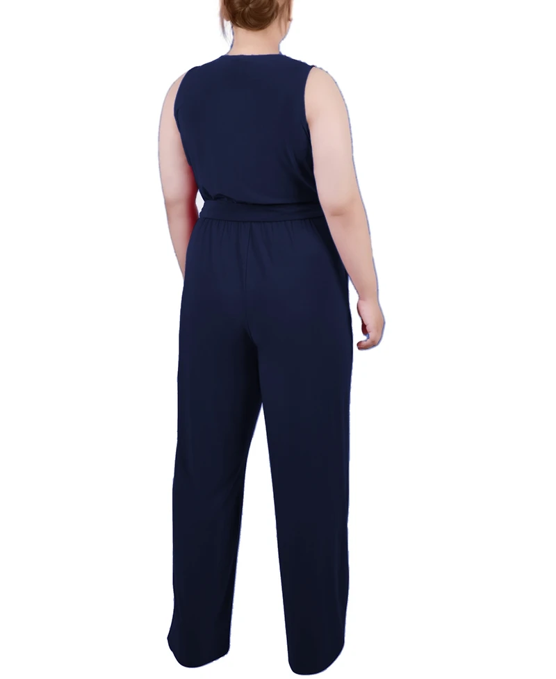 Ny Collection Plus Sleeveless Belted Jumpsuit