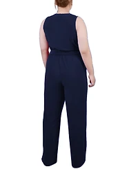Ny Collection Plus Sleeveless Belted Jumpsuit