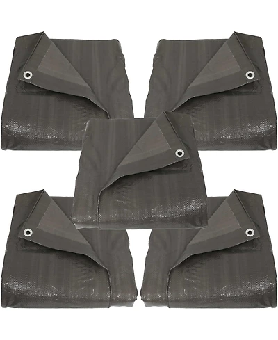 Dark Gray Reversible Heavy-Duty Multipurpose Outdoor Tarps - Set of 5 - 12 x 16 Feet
