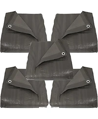 Dark Gray Reversible Heavy-Duty Multipurpose Outdoor Tarps - Set of 5 - 12 x 16 Feet