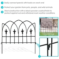 Bayonne 8' Set of 5 Steel Decorative Garden Fence Panels - 19" W x 19" H Per Panel - Black
