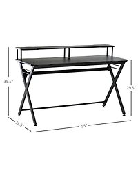 Homcom 55” Gaming Computer Desk Headset Hook Curved Front Adjustable Feet