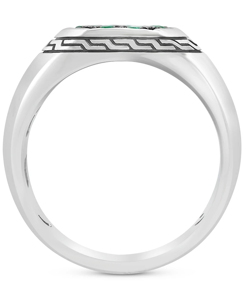 Effy Men's Emerald (3/4 ct. t.w.) Cluster Ring in Sterling Silver