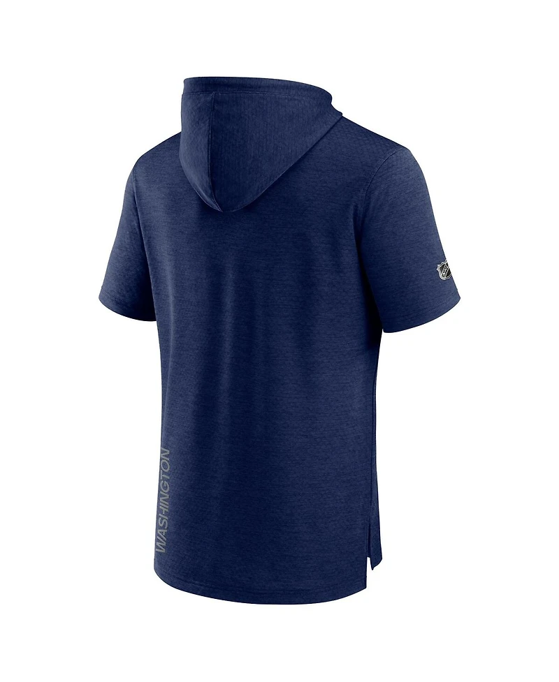Men's Fanatics Heather Navy Washington Capitals Authentic Pro Road Performance Short Sleeve Pullover Hoodie