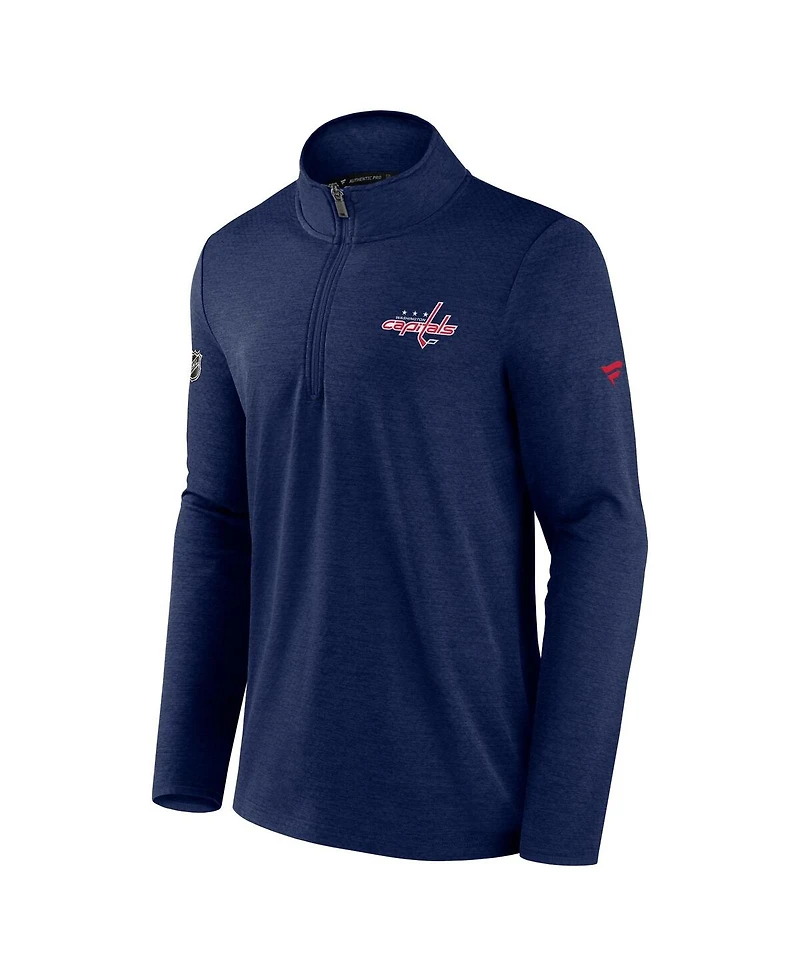 Men's Fanatics Heather Navy Washington Capitals Authentic Pro Rink Quarter-zip Jacket