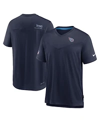 Men's Nike Navy Tennessee Titans Sideline Coach Chevron Lock Up Logo V-neck Performance T-shirt