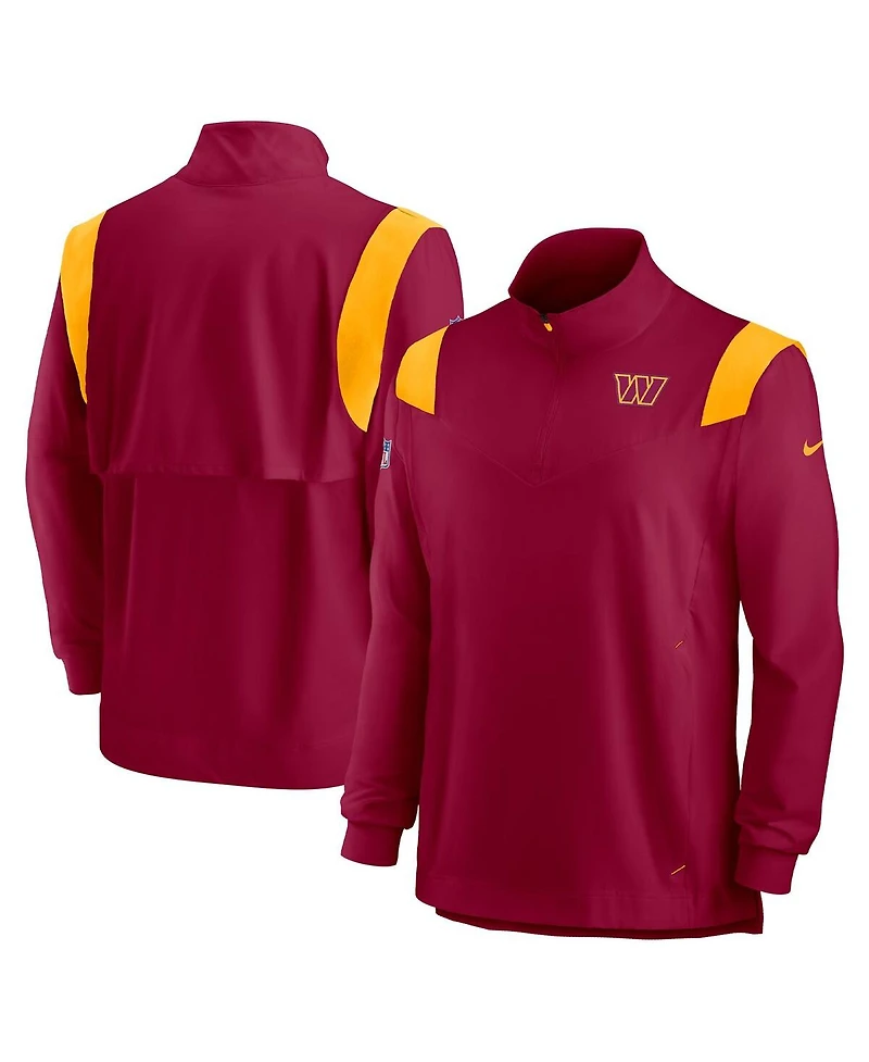 Men's Nike Burgundy Washington Commanders Sideline Coach Chevron Lockup Quarter-zip Long Sleeve Top