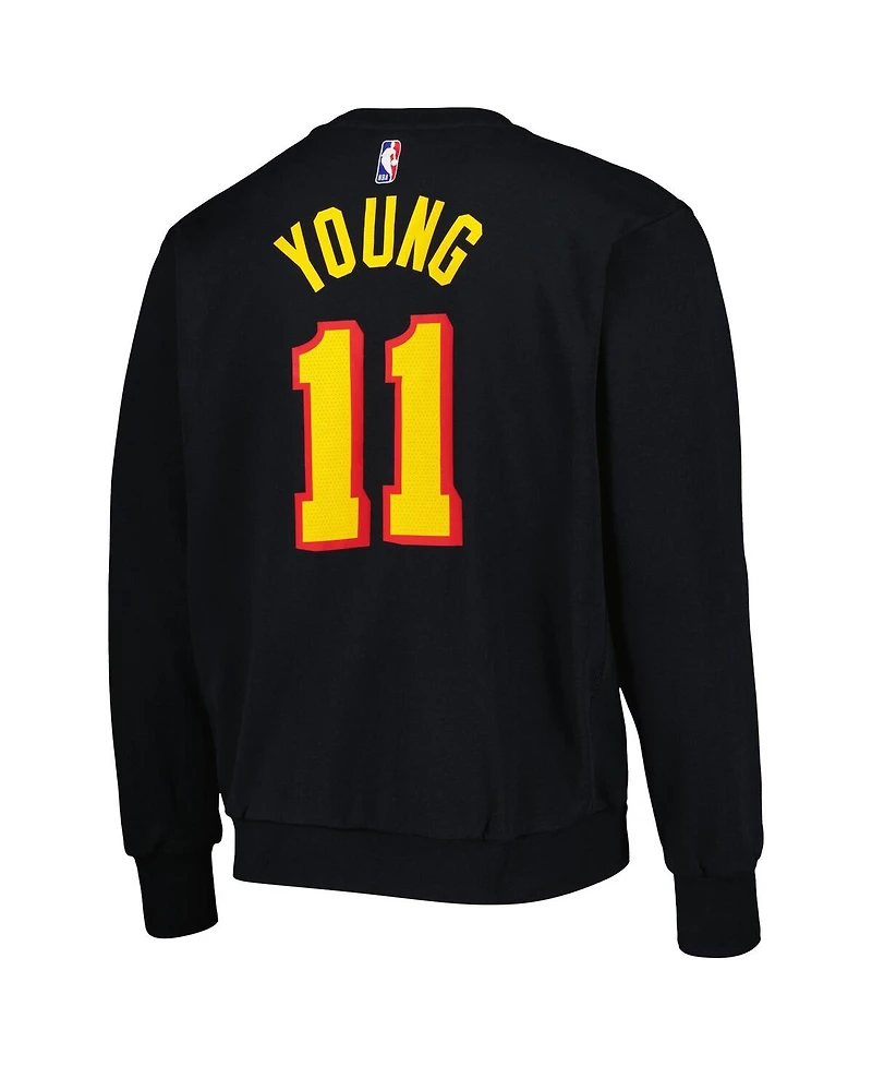 Men's Jordan Trae Young Black Atlanta Hawks Statement Name and Number Pullover Sweatshirt