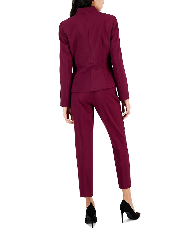 Tahari Asl Women's Stand Collar Button-Front Pantsuit