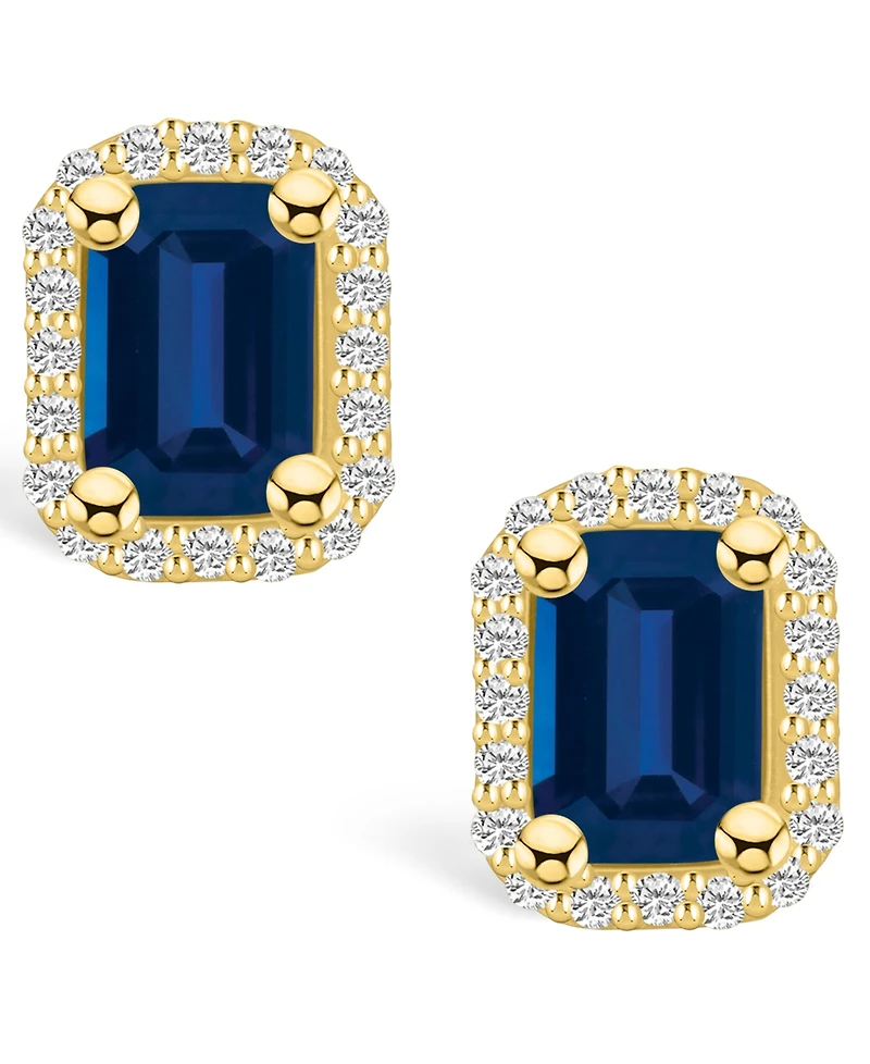 Macy's Sapphire (1-3/8 Ct. t.w.) and Diamond (1/5 Halo Stud Earrings