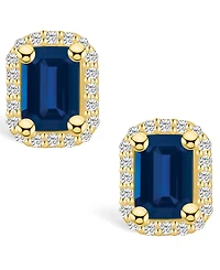 Macy's Sapphire (1-3/8 Ct. t.w.) and Diamond (1/5 Halo Stud Earrings
