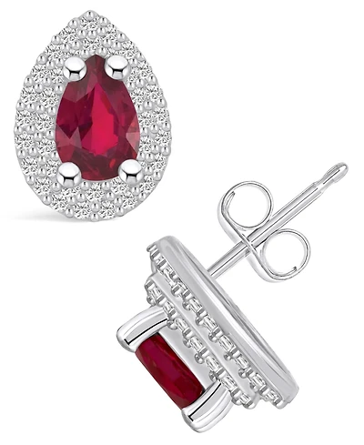 Macy's Ruby (1 Ct. t.w.) and Diamond (3/8 Halo Stud Earrings