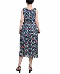 Petite Sleeveless Chiffon Belted Dress