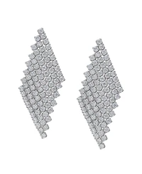 Macy's Fine Silver Plated Cubic Zirconia Dangling Diamond-Shaped Post Earrings