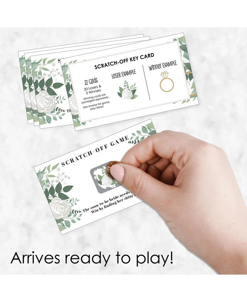 Boho Botanical Bride Bridal Shower & Wedding Party Game Scratch Off Cards 22 Ct