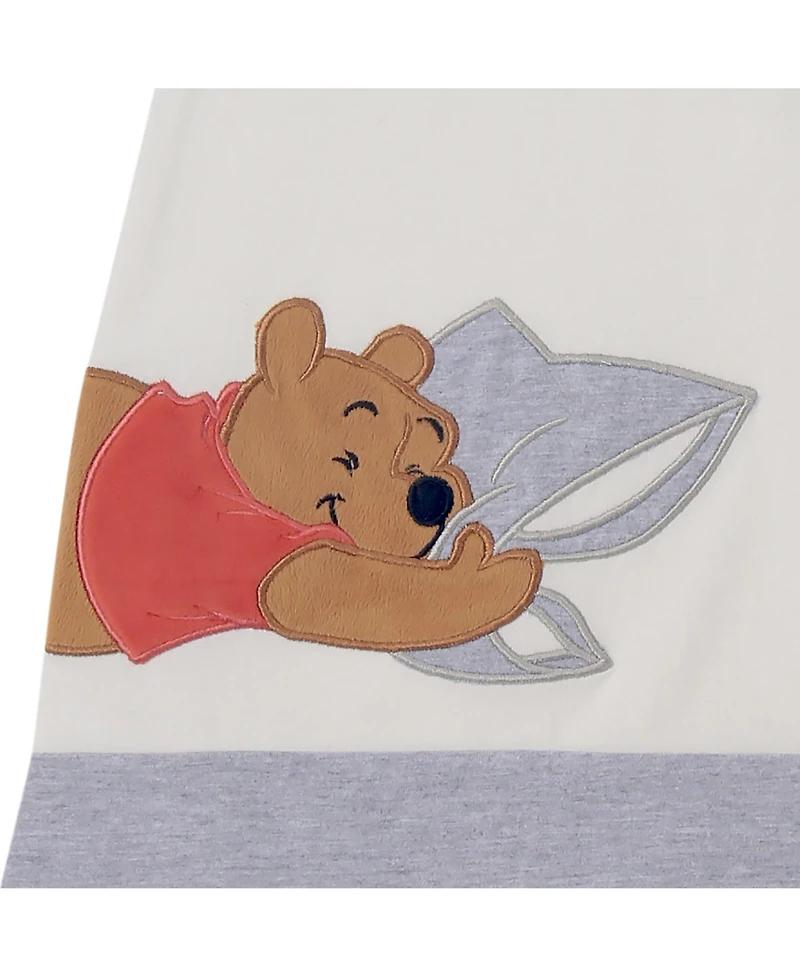 Lambs & Ivy Disney Baby Winnie the Pooh White/Gray Appliqued Cotton Wearable Blanket