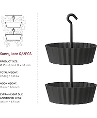 Tree Nest Sunny Hanging 2-Tiered Lace Planter Round Anthracite 10in