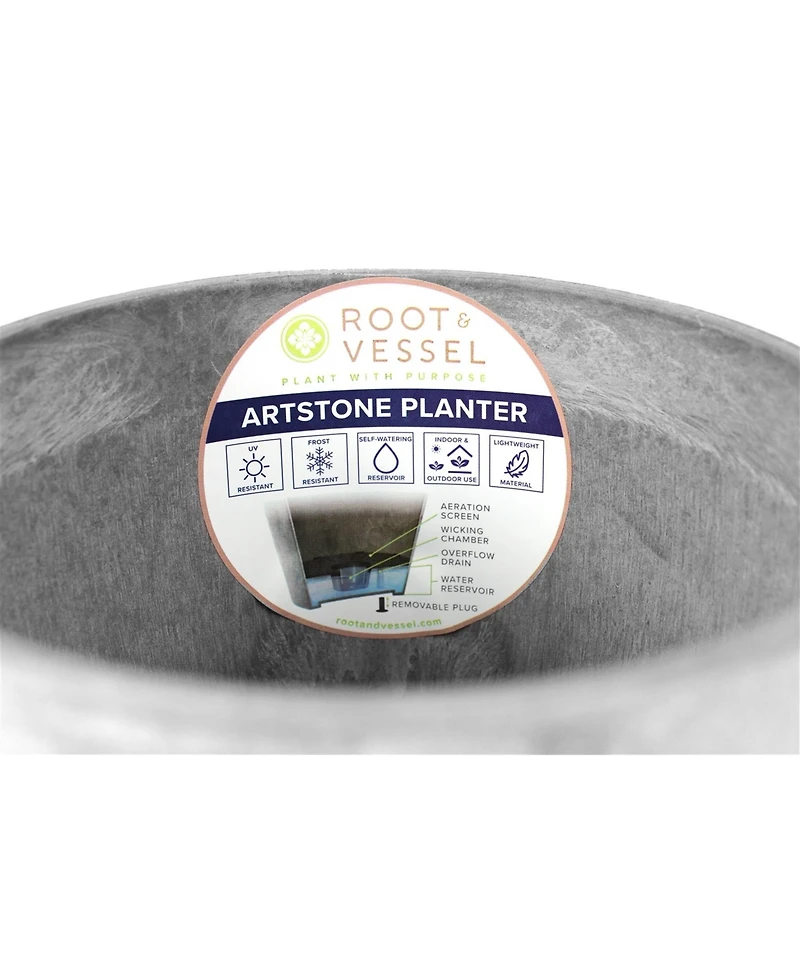 Novelty Artstone Dolce Round Planter 7 x 9" Grey