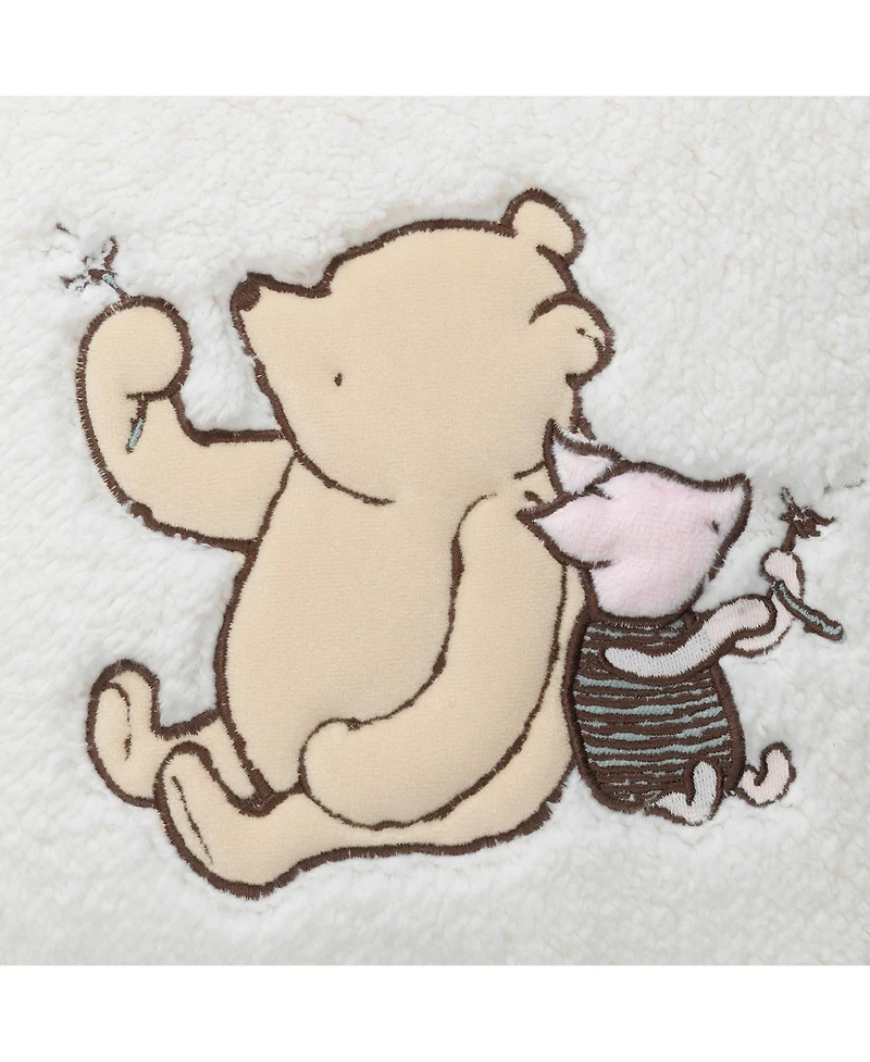Lambs & Ivy Storytime Pooh Soft Faux Shearling Nursery Throw Pillow - Cream