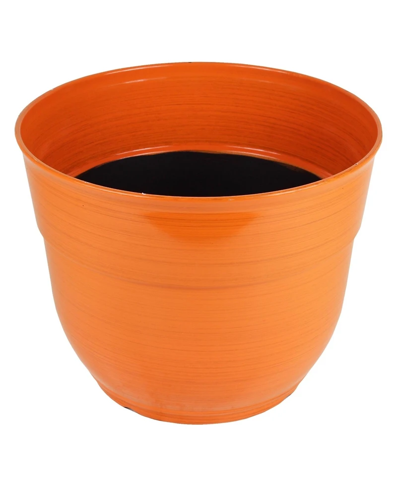 Garden Elements Glazed Brushed Happy Large Plastic Planter Bright 15 Inch