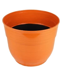 Garden Elements Glazed Brushed Happy Large Plastic Planter Bright 15 Inch