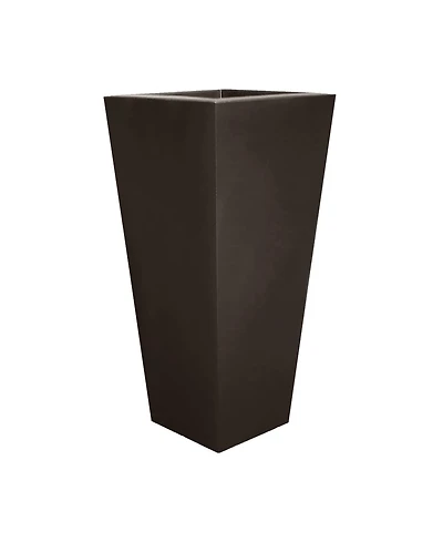 Tusco Products Cosmopolitan Tall Square Plastic Planter Brown, 32in