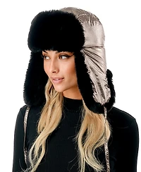 Marcus Adler Women's Metallic Faux Fur Trapper Hat