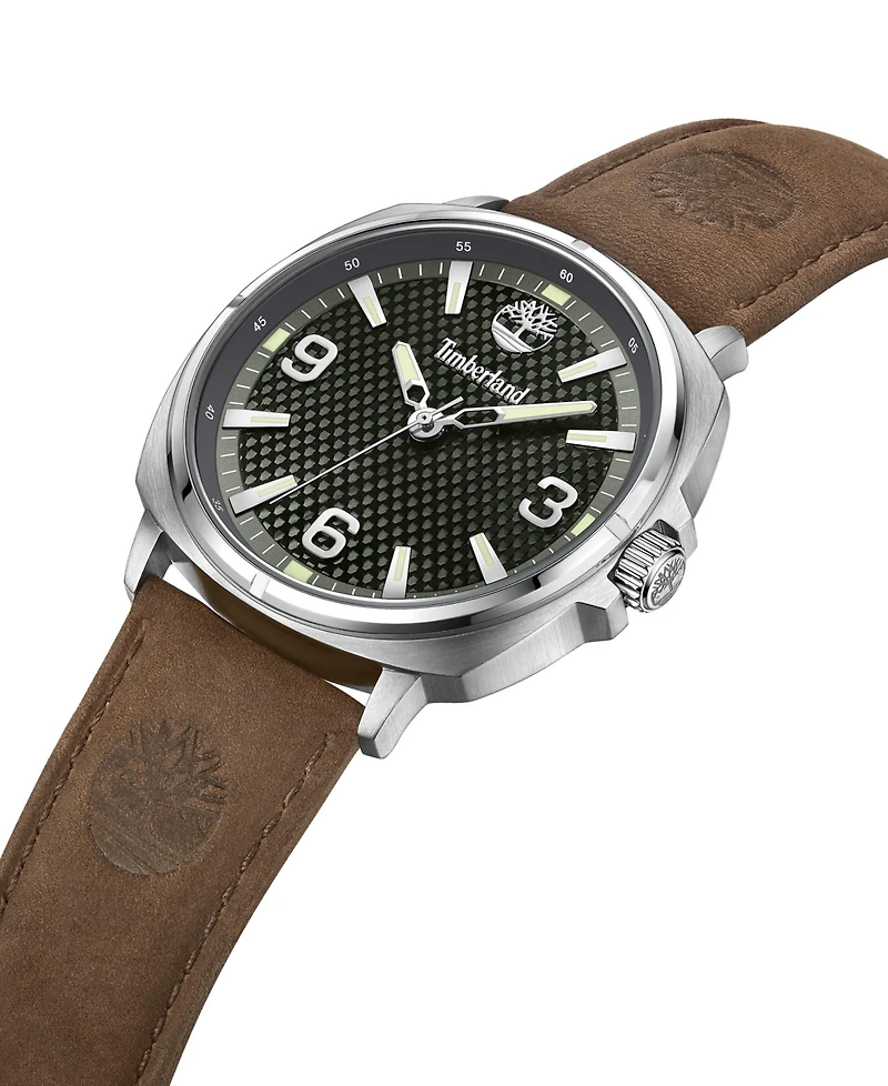 Timberland Men's Bailard Brown Genuine Leather Strap Watch, 44mm