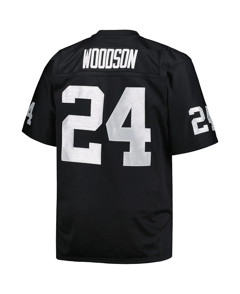 Men's Mitchell & Ness Charles Woodson Black Las Vegas Raiders Big and Tall 1998 Retired Player Replica Jersey
