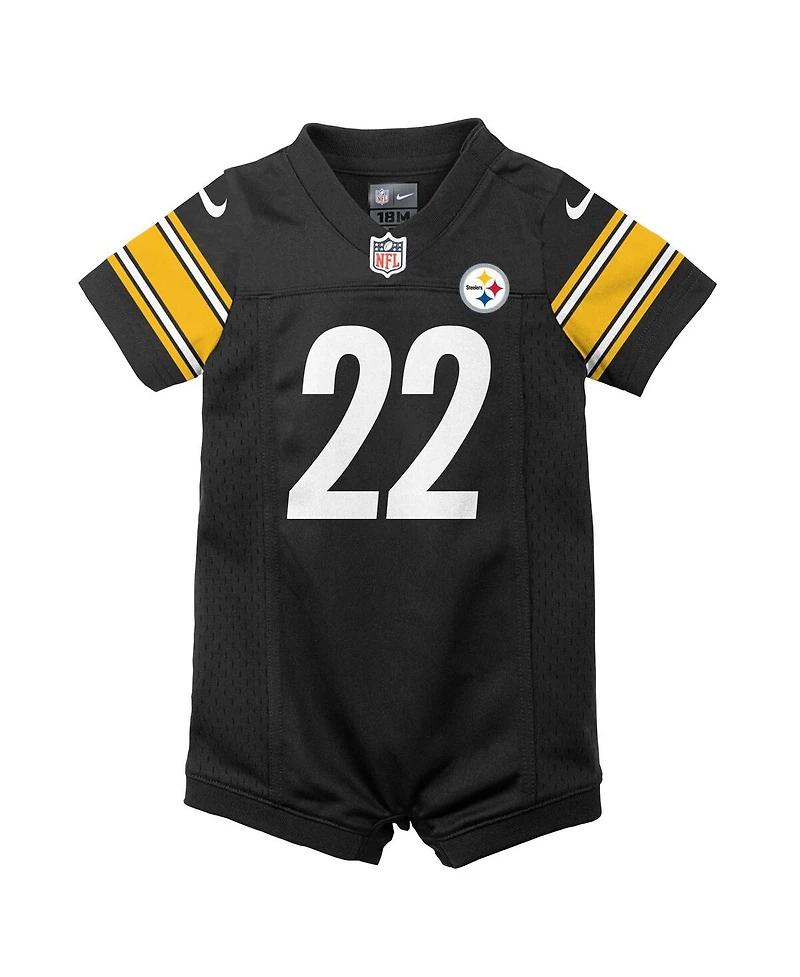 Boys and Girls Newborn and Infant Nike Najee Harris Black Pittsburgh Steelers Game Romper Jersey
