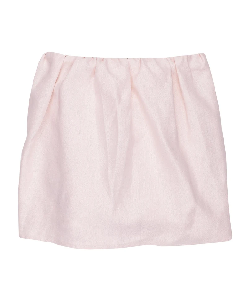 Lambs & Ivy Floral Garden Pink Linen Shirred Crib Skirt/Dust Ruffle