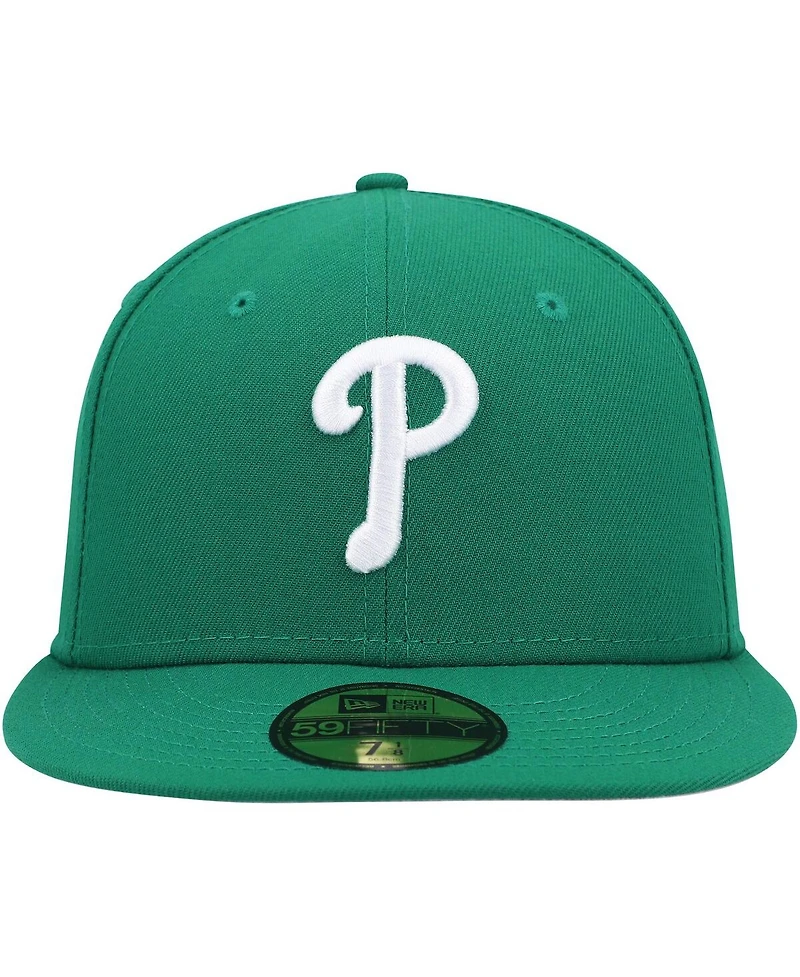 Men's New Era Kelly Green Philadelphia Phillies White Logo 59FIFTY Fitted Hat