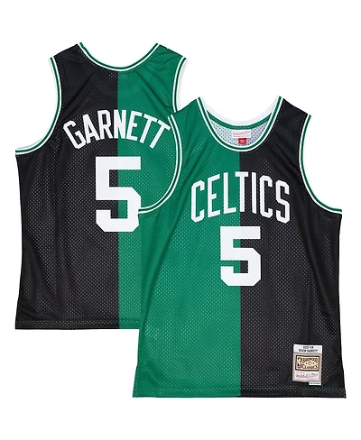 Men's Mitchell & Ness Kevin Garnett Black, Kelly Green Boston Celtics Hardwood Classics 2007-08 Split Swingman Jersey