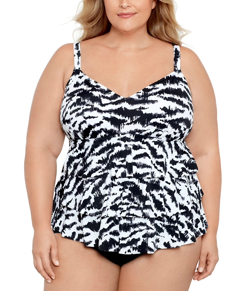 Swim Solutions Plus Tummy Control Triple Tier Fauxkini, Created For Macy's