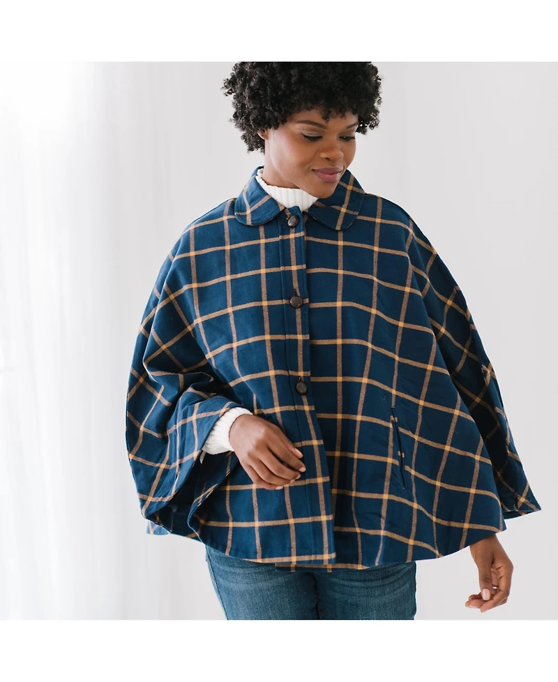 Hope & Henry Women's Woven Cape with Button Front