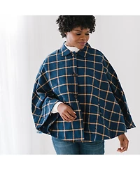 Hope & Henry Women's Woven Cape with Button Front