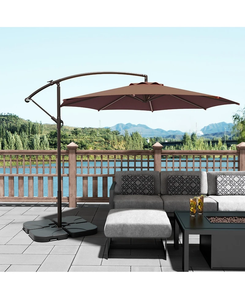 Westintrends 10 ft Outdoor Patio Cantilever Umbrella with Weight Base