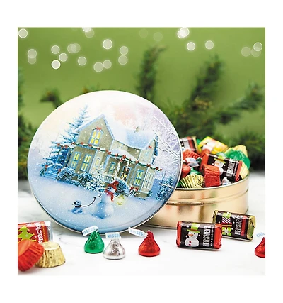 Just Candy Christmas Gift Tin with Hershey's Holiday Chocolate Candy Mix