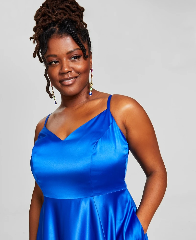 B Darlin Trendy Plus Satin Sleeveless Gown