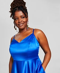 B Darlin Trendy Plus Satin Sleeveless Gown
