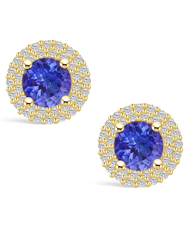Macy's Tanzanite (1-5/8 Ct. t.w.) and Diamond (1/2 Halo Stud Earrings