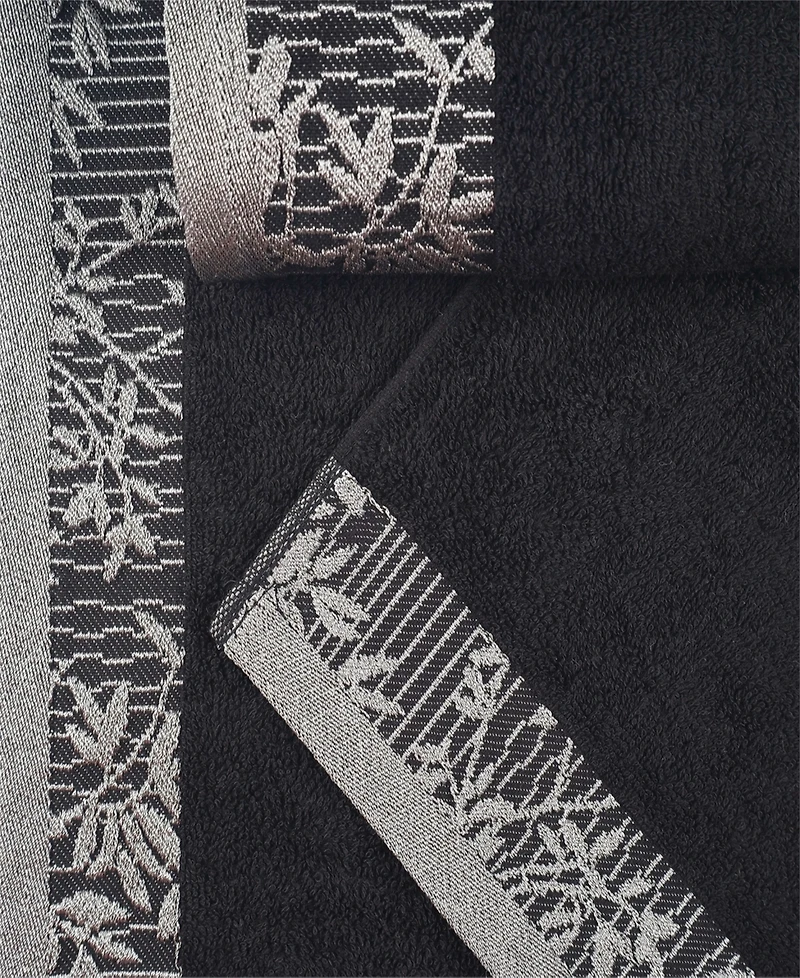 Superior Wisteria Floral Embroidered Jacquard Border Cotton 2 Pieces Bath Towel Set