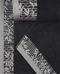 Superior Wisteria Floral Embroidered Jacquard Border Cotton 2 Pieces Bath Towel Set
