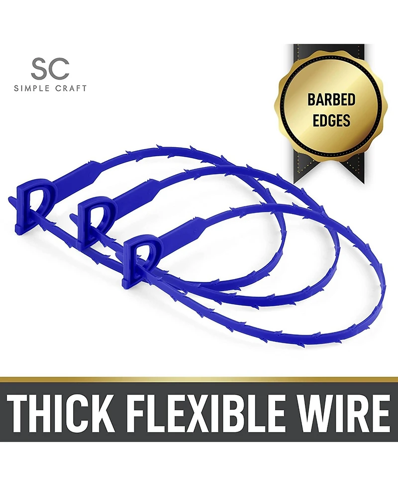 20-Inch Plumbing Snake Drain Clog Remover - 3 Pack