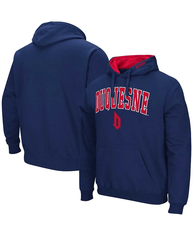 Men's Colosseum Blue Duquesne Dukes Arch & Logo Pullover Hoodie