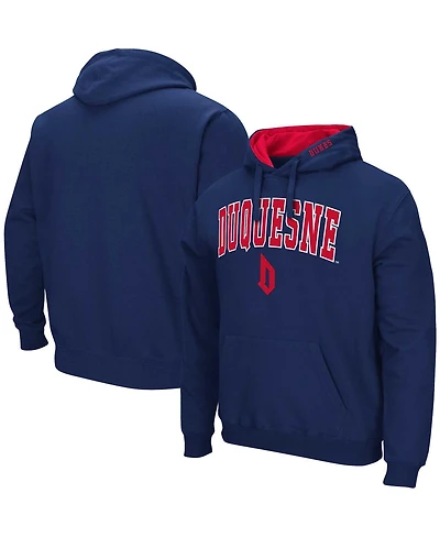Men's Colosseum Blue Duquesne Dukes Arch & Logo Pullover Hoodie