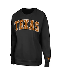 Women's Colosseum Black Texas Longhorns Campanile Pullover Sweatshirt